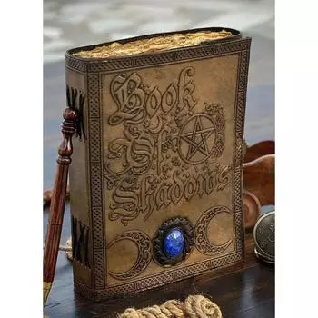 Кожаный журнал Book Of Shadows с замком из полудрагоценных камней, 200 страниц 7 x 5 in коричневый