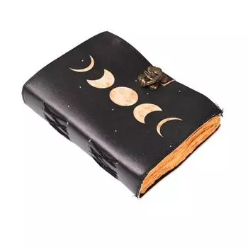 Кожаный журнал - Бумага ручной работы с рваным краем, кожаный журнал в форме полумесяца, журналы ручной работы, книги ручной работы 7 x 5 in