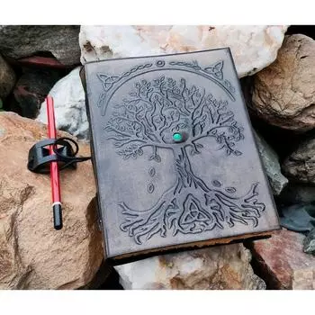 Кожаный журнал «Дерево жизни», блокнот, дневник о дереве, подарок любителю природы, журнал из декеля, Honey Bee, Love, бирюзовый камень 8 x 6 in