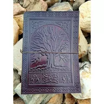 Кожаный журнал «Дерево жизни», «Древо жизни», «Блокнот», «Кожаный дневник», «Журнал сновидений», «Большой журнал», «Личный дневник», «Кожа», «Книга заклинаний», «Подарок» 10 x 7 in коричневый