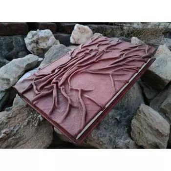 Кожаный журнал «Дерево жизни», смятый вручную, большой журнал с эскизными листами, дерево, кожа, «Дерево жизни», подарок, природа, дневник 10 x 7 in коричневый