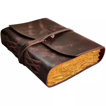 Кожаный журнал для мужчин - Журнал в кожаном переплете - Антикварная бумага ручной работы с краями - Кожаный альбом для рисования 8 x 5.7 in коричневый