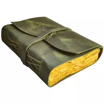 Кожаный журнал для мужчин - Журнал в кожаном переплете - Антикварная бумага ручной работы с краями - Кожаный альбом для рисования - Журнал «Книга теней» 8 x 5.7 in оливковый