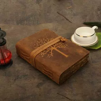 Кожаный журнал Древа Жизни Старинный кожаный журнал Книга Теневого Гримуара 8 x 6 in коричневый