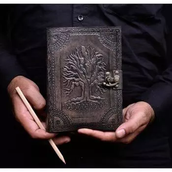 кожаный журнал Древо жизни - блокноты из натуральной кожи для женщин. ( 100 страниц ) 7 x 5 in