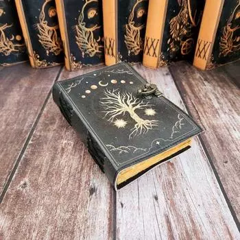 Кожаный журнал «Древо жизни и луна», Блокнот, Скетчбук, Кожаный дневник, Дневник для путешествий, Дневник сновидений, Свадебный подарок, Персонализированный подарок. 7 x 5 in