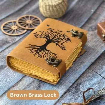 Кожаный журнал «Древо жизни», кожаный блокнот без подкладки, рождественский подарок для него. 7 x 5 in коричневый