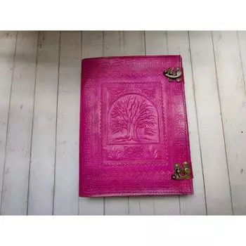 Кожаный журнал, Древо Жизни, Тисненый, с чистыми листами, Коптский переплет ОЧЕНЬ ТОЛСТЫЙ, Блокнот-скетчбук Подарок для него ее 10 x 13 in