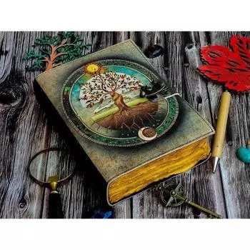 кожаный журнал Древо жизни - Женские блокноты из натуральной кожи Гримуар 7 x 5 in