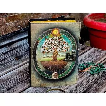 кожаный журнал Древо жизни - Женские блокноты из натуральной кожи Гримуар 7 x 5 in