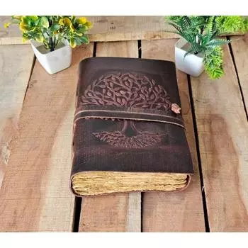 Кожаный журнал «Древо жизни» Журнал колдовства Викканский языческий журнал ручной работы 7 x 5 in коричневый