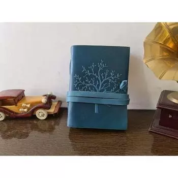 Кожаный журнал Древо жизни Журнал ручной работы Дневник Книга теней Кожа 7 x 5 in синий