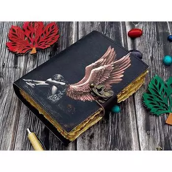 кожаный журнал fery блокнот для мужчин женщин 75 ручной работы decle Edge Pepar пустая книга заклинаний дорожный скетчбук блокнот дневник с замком 7 x 5 in