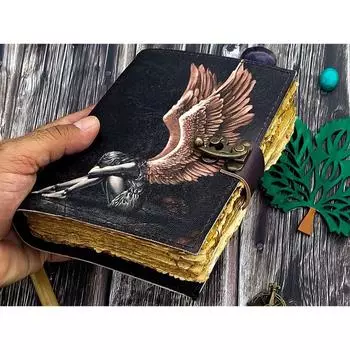 кожаный журнал fery блокнот для мужчин женщин 75 ручной работы decle Edge Pepar пустая книга заклинаний дорожный скетчбук блокнот дневник с замком 7 x 5 in