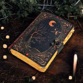 Кожаный журнал Готическая записная книжка Змея Гримуар Принт - Винтажный журнал ручной работы Книга Теней Колдовство Журнал Подарок для Менк 7 x 5 in