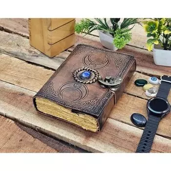 кожаный журнал Книга заклинаний богини тройной луны книга теней Гримуар Декл 7 x 5 in коричневый