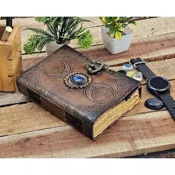 кожаный журнал Книга заклинаний богини тройной луны книга теней Гримуар Декл 7 x 5 in коричневый