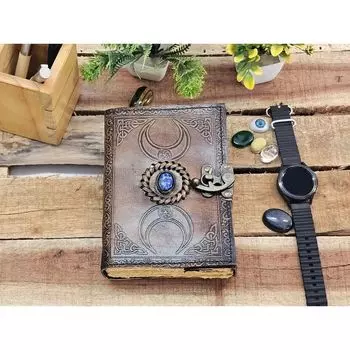 кожаный журнал Книга заклинаний богини тройной луны книга теней Гримуар Декл 7 x 5 in коричневый