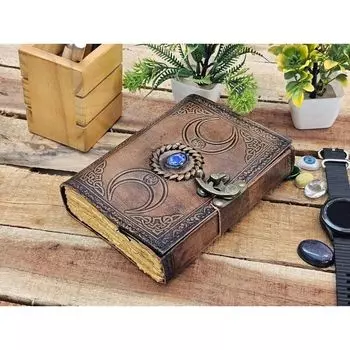 кожаный журнал Книга заклинаний богини тройной луны книга теней Гримуар Декл 7 x 5 in коричневый