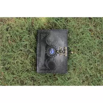 кожаный журнал Книга заклинаний Тройной Луны Книга теней Гримуар Декл Край бумага Винтажный журнал 5 x 7 in чёрный