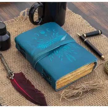 Кожаный журнал Luna Moth на заказ, бесплатная персонализация, 5 x 7 дюймов, без подкладки 5 x 7 in