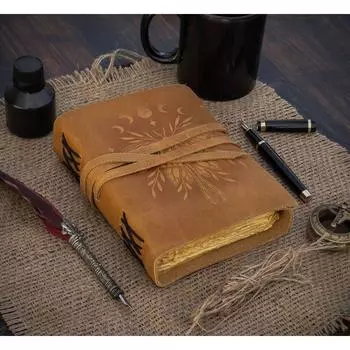 Кожаный журнал Luna Moth на заказ, бесплатная персонализация, 5 x 7 дюймов, без подкладки 7 x 5 in коричневый