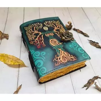 кожаный журнал «Мать земли» бумажный блокнот с декль-краем Журнал заклинаний книга теней кожаный гримуар книга рецептов кожаный альбом для рисования 5 x 7 in