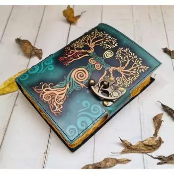 кожаный журнал «Мать земли» бумажный блокнот с декль-краем Журнал заклинаний книга теней кожаный гримуар книга рецептов кожаный альбом для рисования 7 x 5 in