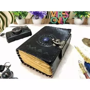 Кожаный журнал на 400 страниц, винтажный журнал, кожаный альбом для рисования, кожаный блокнот 7 x 5 in чёрный