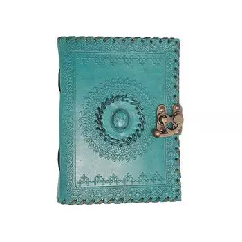 Кожаный журнальный дневник Винтажный дневник путешествий Блокнот ручной работы с металлическим замком. Синий 7 х 5 дюймов. 7 x 5 in синий