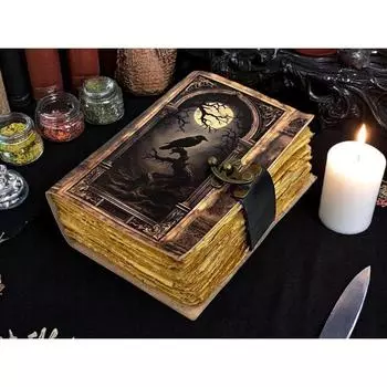 Кожаный журнал Raven Grimoire – Книга Теней по колдовству с замком | Готический викканский гримуар Хэллоуин подарки 7 x 5 in