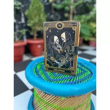 Кожаный журнал ручной работы для мужчин и женщин, Книга заклинаний, Кожаный журнал, бумага Deckle Edge, Блокнот Таро Влюбленных, Журнал путешествий, подарок 7 x 5 in чёрный