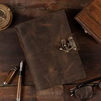 Кожаный журнал ручной работы, персонализированный блокнот, винтажный дневник, подарок для писателей, личный подарок, художественный альбом для зарисовок, подарок ему и ей, художнику 7 x 5 in коричневый