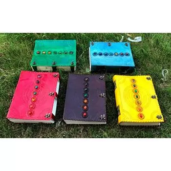 Кожаный журнал ручной работы, журнал с тиснением из семи камней, большой кожаный журнал, большой фотоальбом, альбом для рисования, журнал Гримуара, подарок для природы