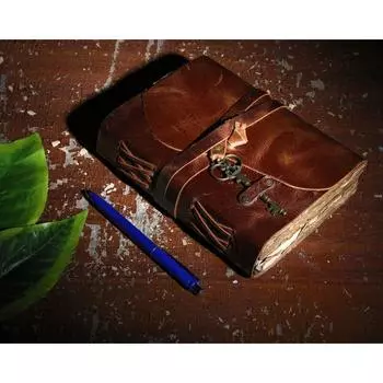 кожаный журнал с ключом Антикварный кожаный журнал винтажный кожаный журнал Deckle 7 x 5 in коричневый