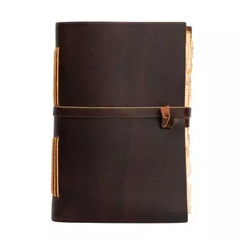 Кожаный журнал с подкладкой из винтажной бумаги. Блокнот ручной работы. Планировщик. Дневник для записи. 8 x 6 in коричневый