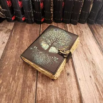Кожаный журнал с принтом дерева, блокнот, альбом для эскизов, кожаный дневник, журнал для записей на 200 страницах верже, книга, свадебный подарок, 7 x 5 in