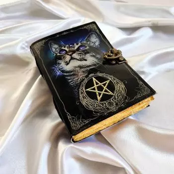 Кожаный журнал с принтом кошки, Кожаный альбом для эскизов, Кожаный дневник, Блокнот, Свадебный подарок, Дневник путешествий, Дневник сновидений, Блокнот, Персонализированный подарок. 7 x 5 in
