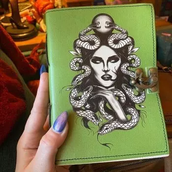 кожаный журнал с принтом Медузы журнал книга теней кожаный альбом для рисования гримуар 7 x 5 in