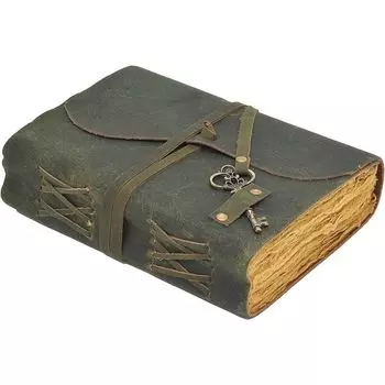 Кожаный журнал - старинная бумага ручной работы с краями Deckle Edge в кожаном переплете 7 x 5 in