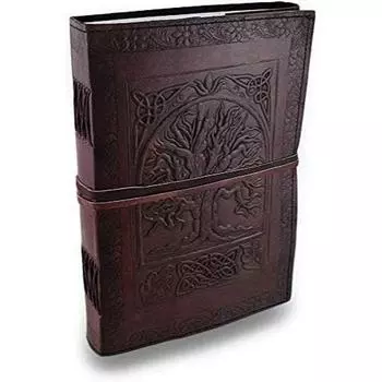 Кожаный журнал, старинный/средневековый кожаный дневник, большой блокнот с тиснением в виде дерева, для ведения кожаного дневника 7 x 5 in коричневый