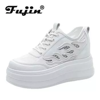 Козной 8 см воздушная сетка микрофибра натуральная кожа вулканизированная дышащая высококачественная повседневная женская летняя платформа кроссовки обувь леди 34