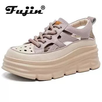 Koznoy/7 см сетчатые синтетические кожаные полые массивные кроссовки, летние ботинки, разноцветные вулканизированные сандалии, женская удобная обувь 34 белый