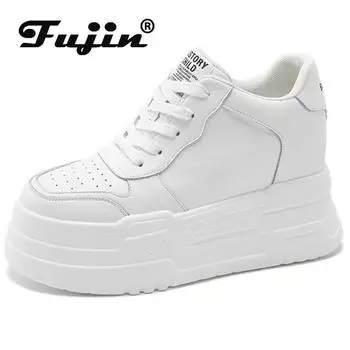 Koznoy/8,5 см, массивные кроссовки из натуральной кожи, женские туфли на танкетке на платформе, модные женские осенние вулканизированные туфли-лодочки на толстой подошве, весенняя обувь