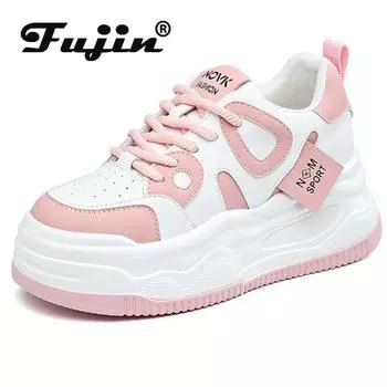 Koznoy/8 см удобные массивные кроссовки из натуральной кожи, осенние весенние туфли на толстой подошве, вулканизированная женская обувь на танкетке, модная женская обувь