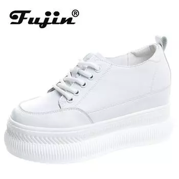 Koznoy/9 см удобные массивные кроссовки из натуральной кожи, осенние весенние туфли на толстой подошве, вулканизированная женская обувь на танкетке, модная женская обувь