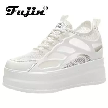 Koznoy/Новые ботильоны из натуральной кожи 9 см, летние разноцветные ботильоны на плоской подошве, удобные полые женские кроссовки на массивном массиве, дышащая обувь 34