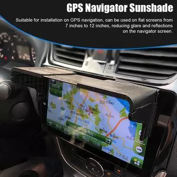 Козырек для экрана дисплея Автомобильный GPS-навигатор Солнцезащитный козырек GPS Антибликовый щиток Аксессуары для интерьера Универсальный 7-12 дюймов чёрный