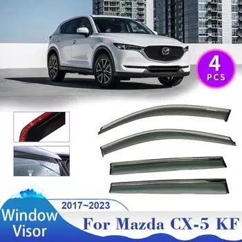 Козырек для Mazda CX-5 CX5 KF 2017~2024 Боковые окна Дефлектор Солнцезащитный козырек от дождя Вентиляционные люки Дымозащитные козырьки Навесы Аксессуары прозрачный