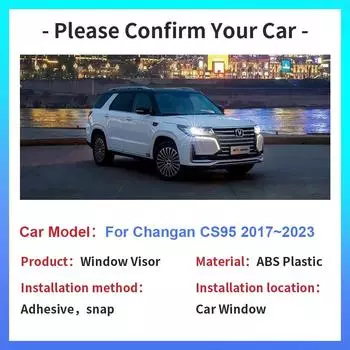 Козырек для окон Changan CS95 2017~2024 Боковая вентиляционная крышка для автомобиля, навес, защита от солнца и дождя, дефлектор, внешние аксессуары прозрачный